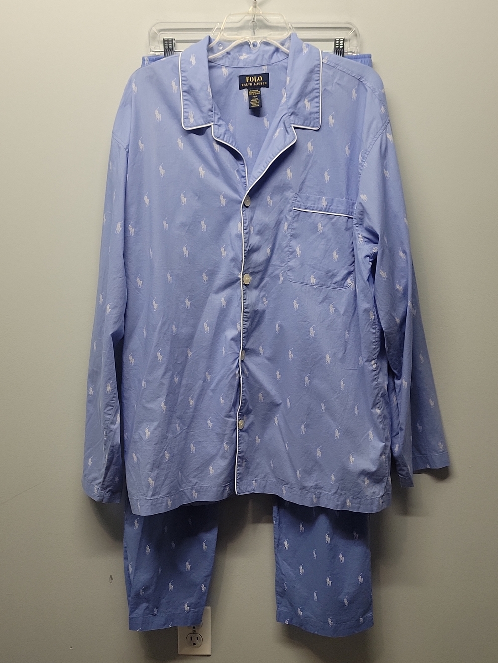 Polo Ralph Lauren blue All Over Polo Player Print Pajama Set size L mens